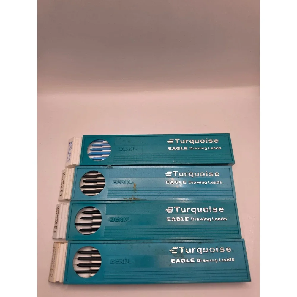 Vintage‎ Berol Eagle Turquoise Drawing Leads Lot of 4 Cases Blue Graphite E1 E2